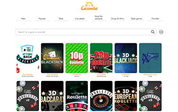 The selection of Casimba casino games
