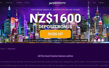JackpotCity casino website homepage.