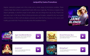 JackpotCity casino special offers page.